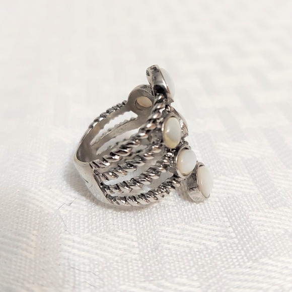 Wrapped Silver Colored White Accent Fashion Ring - Picture 3 of 5